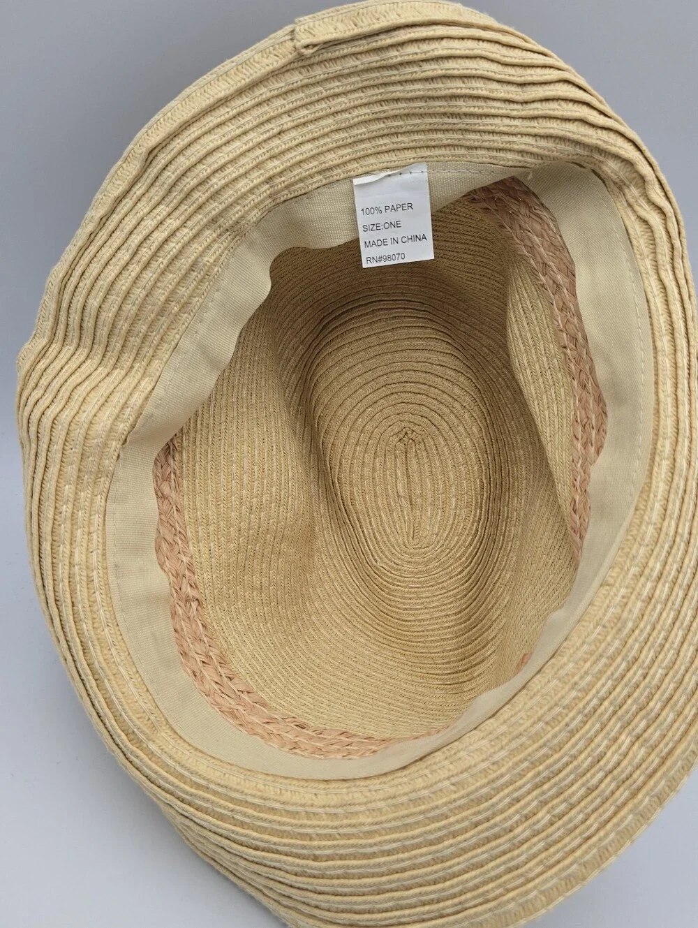 Unbranded Women's Tan/Beige Paper Straw Bow With  Flower Fedora Hat One Size